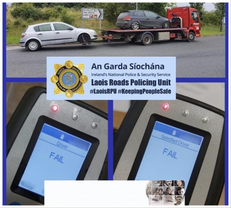Laois Gardai seize cars and arrest two people for drink driving