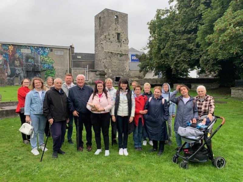 Ukrainian war refugees in Laois taken on Portlaoise heritage tour