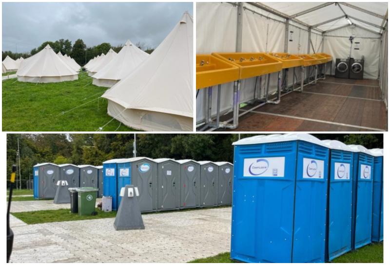 More than 450 Ukrainians sleep in Laois canvas tents in heavy rain and wind