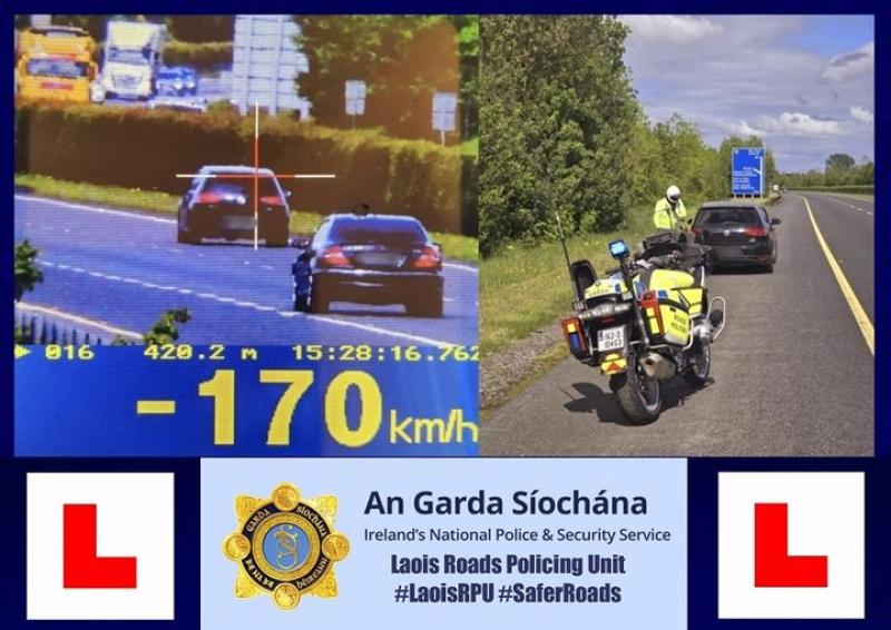 Laois Gardaí say unaccompanied learner driver was doing 170kph