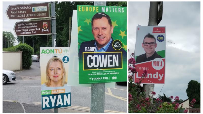Election posters pop up inside Portlaoise town limits despite 