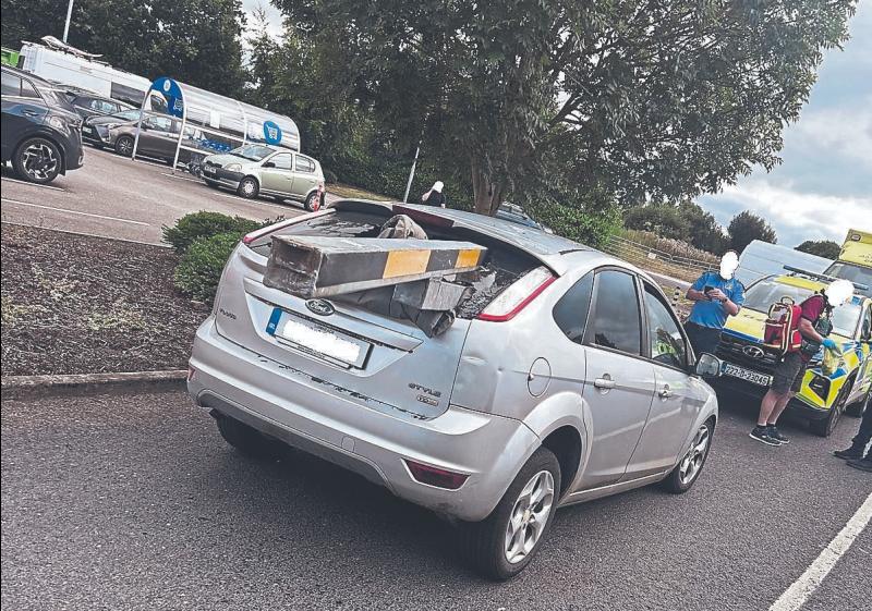 Woman's car poleaxed when shopping in popular supermarket thanks emergency services