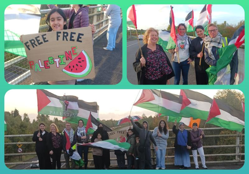 In Pictures: Laois Palestine Solidarity Campaign hold 'bridgil' over Junction 15