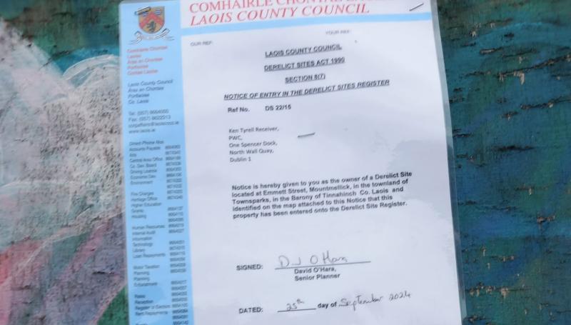 Abandoned Mountmellick business placed on Derelict Sites Register