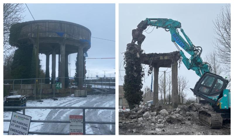 End of an era: Irish Rail demolish historic water tower at Laois train station