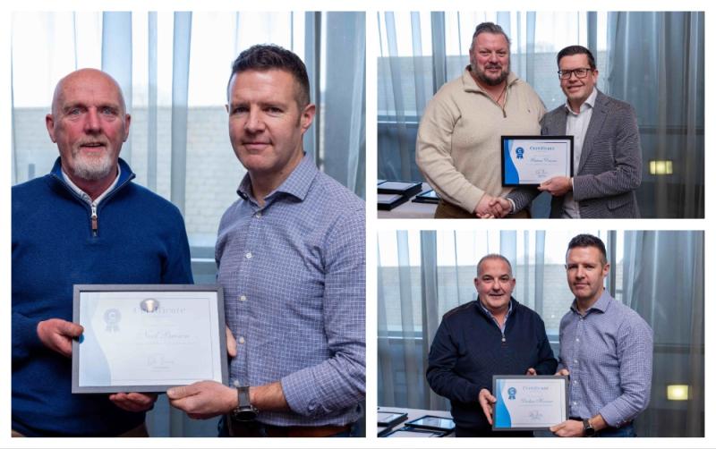 Three Laois men honoured with awards for their dedicated service to local oil supplier Certa