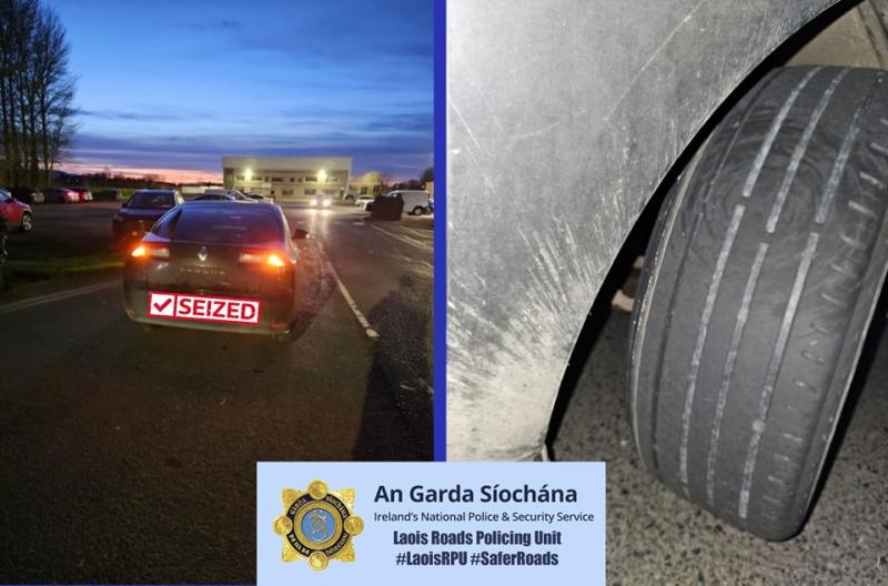 Gardaí stop Renault car with tyre wires exposed in Laois
