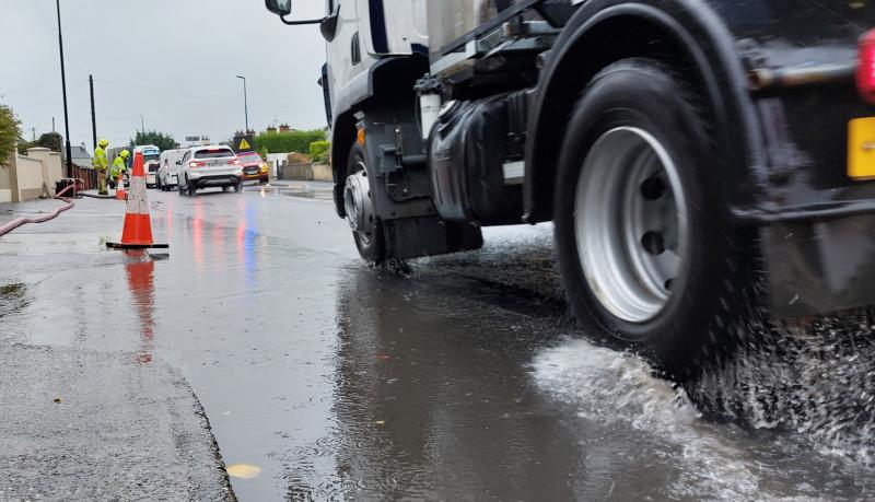 Storm Amy causes N80 road flood in Laois town