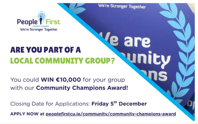 People First Credit Union launches Community Champions Award with €10k prize for local groups