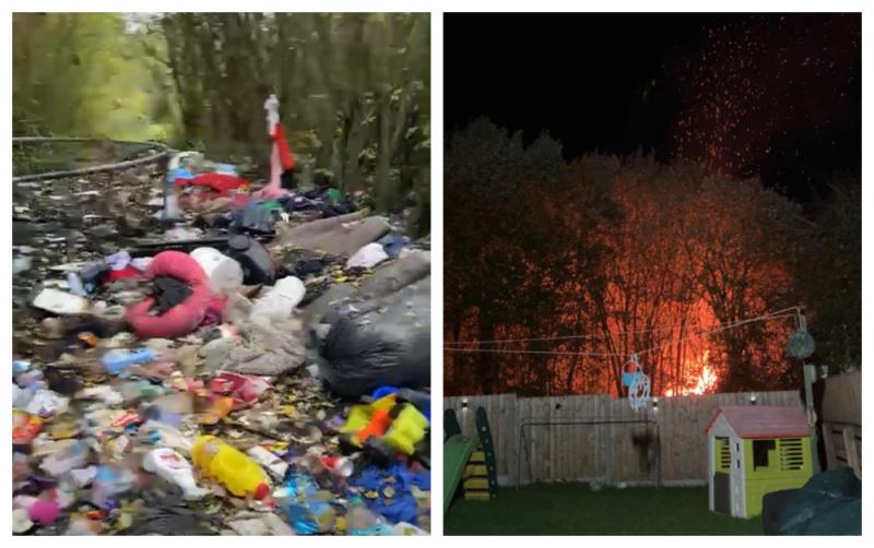PICTURES: 'Serious' huge pile of rubbish set on fire next to Laois homes