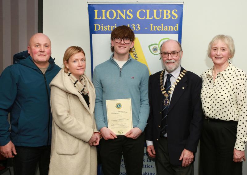 Laois student recognised in national Lions Club ambassador competition