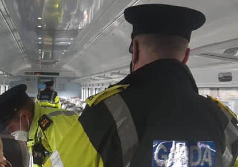Kildare Gardaí patroling trains to detect crimes and give personal safety advice to passengers 