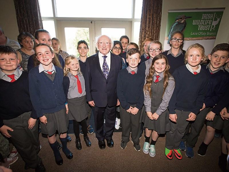 Irish head of state takes a stroll on Laois bog which is now a public amenity