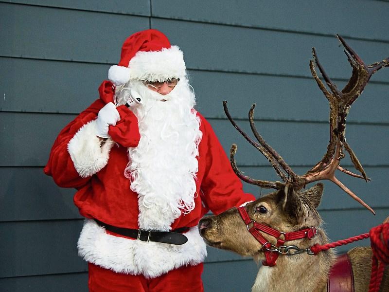 Santa on a recent visit to Limerick with one of his trusty reindeer Picture: Oisin McHugh/True Media