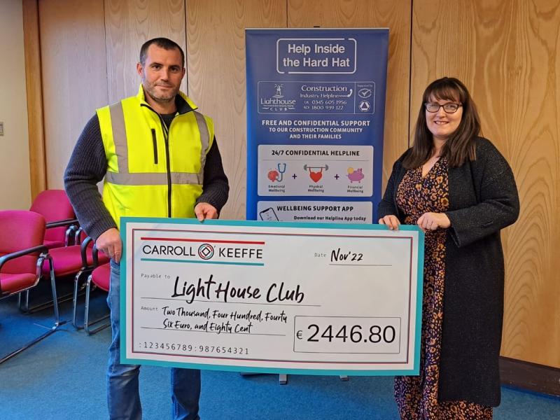 Laois builders give over €3,400 to construction mental health charity