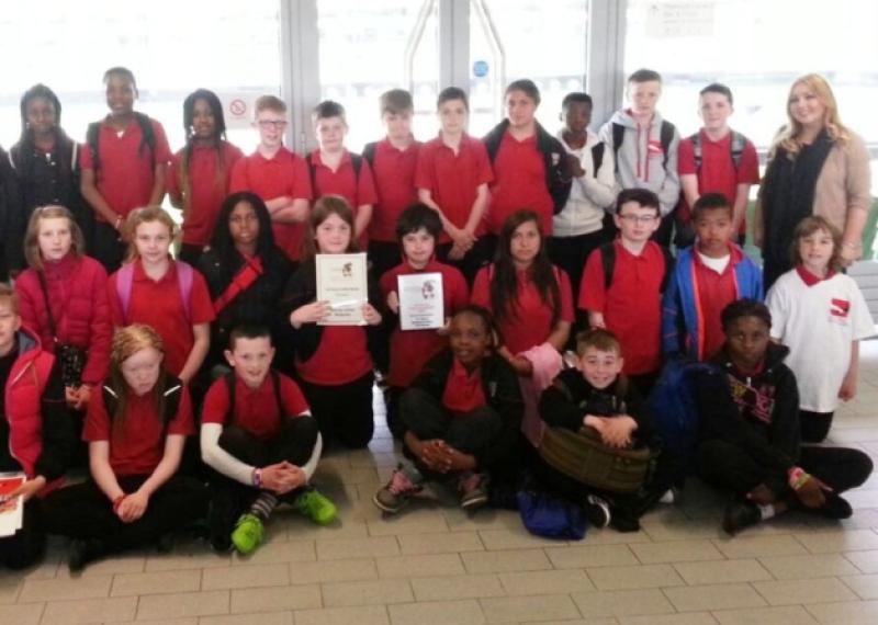 Fifth Class of St Paul's NS Portlaoise, prizewinners in the 'Show Racism the Red Card' awards.