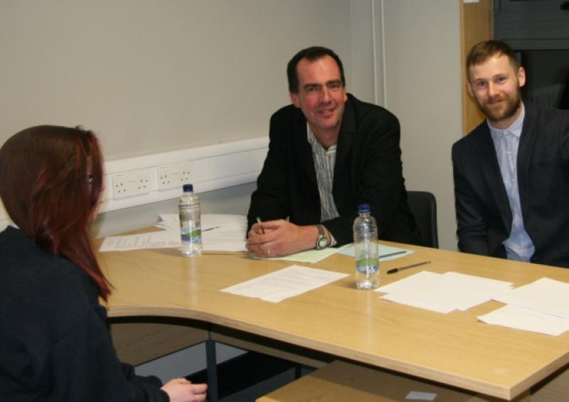 Some of the interviewers at the Scoil Chriost Ri mock interviews