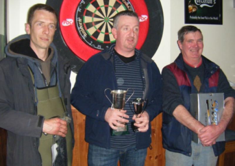 Prize winners in a recent Rathdowney Angling Club Competition: Seniors John Hogan 3rd, John Holohan 1st, John Murphy 2nd