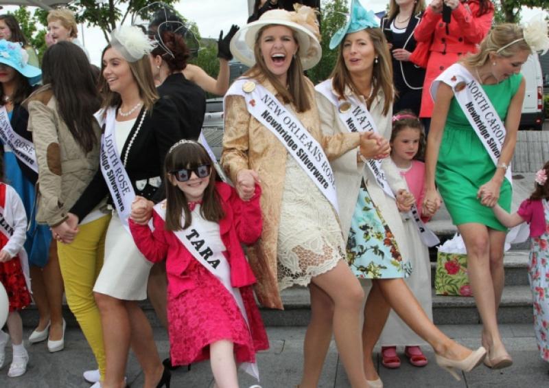 Roses and Rosebuds having fun at the Disco ,  at  The Vintage car Rose Of Tralee  Parade  at County Hall  on Saturday in Portlaoise .                  Photo: Michael Scully - no reproduction fee