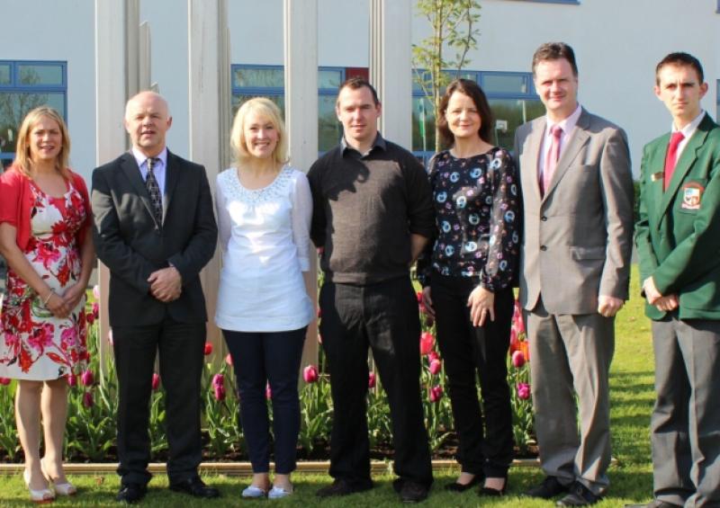 Caitriona Sweeney Science Teacher, Jim Enright Director of Laois Education Centre, Amy Mullally Maths Teacher, Joe Gleeson Engineering Teacher, Yvonne Lacumber Laois Education Centre, Noel Daly Principal of Portlaoise College and Michael Cairns Assistant Head Boy