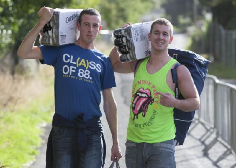 Harps men Philip Lalor and Michael Bolger arriving for the Electric Picnic.Picture: Alf Harvey/hrphoto.ie