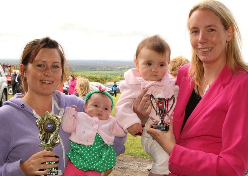 Winners in the Baby Contest at Sunday's Festival of the Mountain . ( l. to r.) Martina Ryan with her 9 week old daughter Louise - 1st. Under 1 year  and Michelle Purcell with her 10 month old baby Emily - 2nd. Under 1 year .           Photo: Michael Scully .