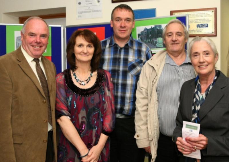 Clr. John Joe Fennelly , Marie and John Gleeson , James Lalor Fitzpatrick and Margt Coogan ,  at the the Official Opening of the  James Fintan Lalor Inaugural School 2013 , at Dunamaise Arts Centre on Friday .            Photo: Michael Scully - no reproduction fee .