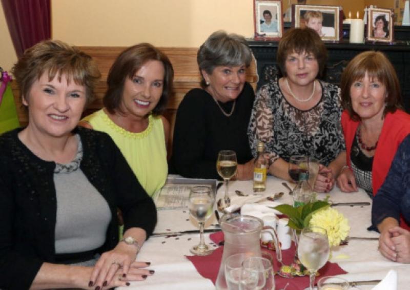 Peg Angel , Brid Bracken , Patricia Costello , Kathleen Lawlor , Mary Mc.Donald and Antoinette Comerford  , pictured at the Portarlington Presentation Convent 1974 Class Reunion , in the Anvil Inn .           Photo: Michael Scully.