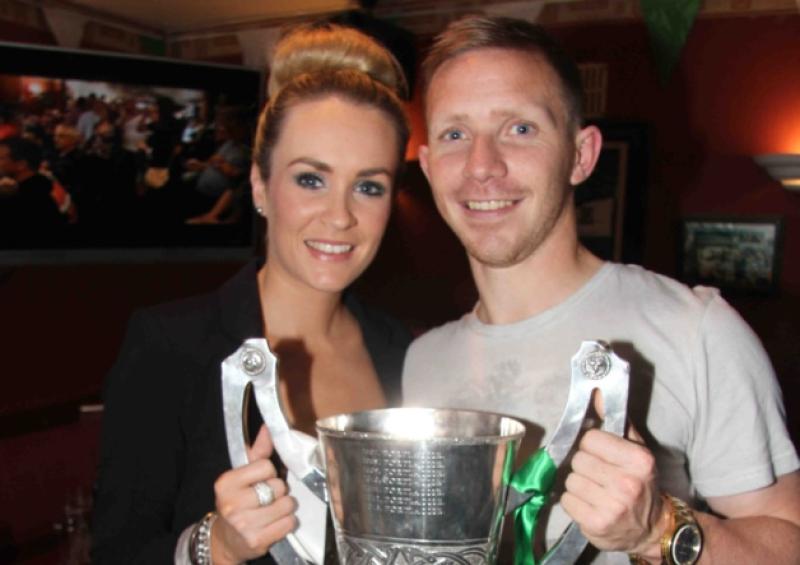 At the Portlaoise Senior Football Champions 8 in-a-row celebrations in Peigs Bar were  Meave O'Sullivan and Paul Cahillane.