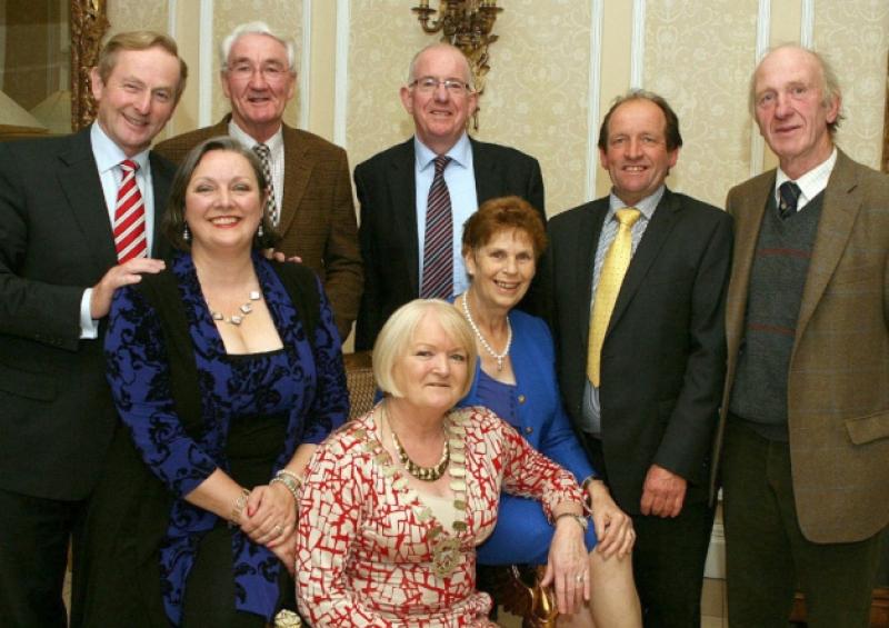 Pictured at the Fine Gael Parliamentary Party Meeting in the Heritage Hotel ,Killenard were:Taoiseach - Enda Kenny , T.D. Dep. Marcella Corcoran Kennedy , T.D. ,Clr. James Deegan , Clr. Mary Sweeney , Dep. Charlie Flanagan, T.D.,  Clr. Kathleen O'Brien ,  Clr .Willie Aird  Clr.Marty Phelan .              Photo: Michael Scully .