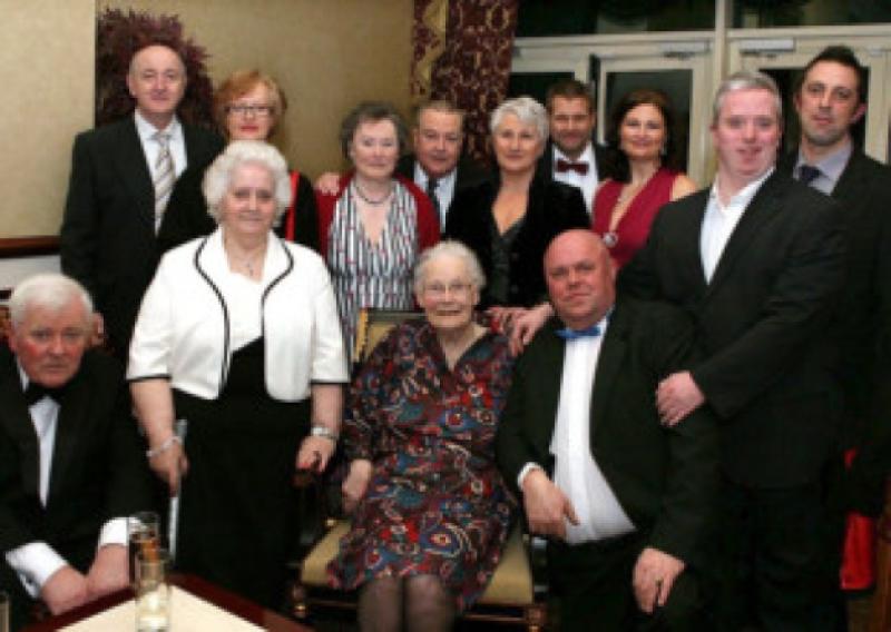 Pauline Burr (seated - centre) celebrated her 93rd Birthday with residents of Kilnacourt, Portarlington , at the Charity Gala Ball, in The Heritage Hotel, Killenard. Photo: Michael Scully.
