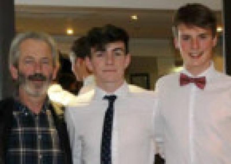Conor Stapleton and Michael Kennedy with teacher John Behan