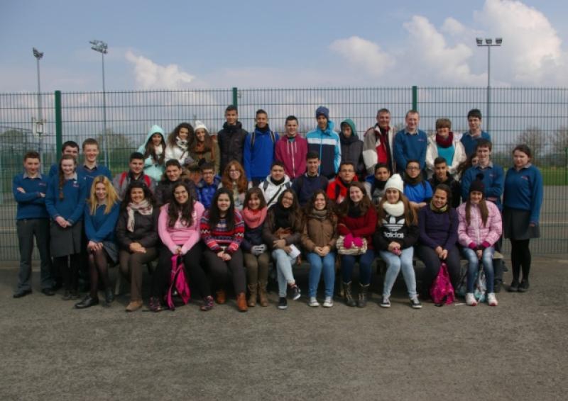 Students from Grand Canaria with some Heywood Community School students  on their visit to the school recently.