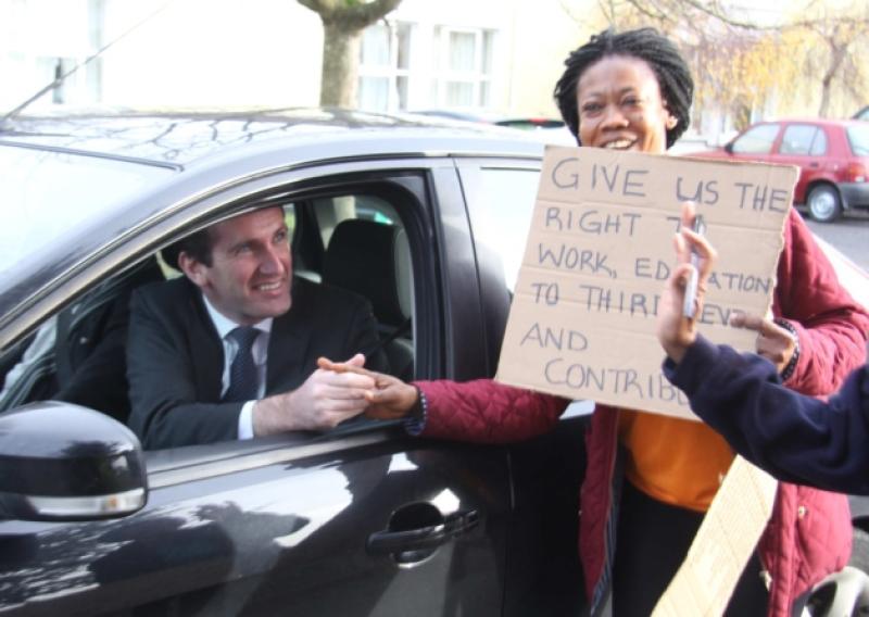 Minister of State for Communities, Culture and Equality Aodhan " R�ordain, leaving the Montague Hotel Emo Centre for Asylum Seekers on Monday.