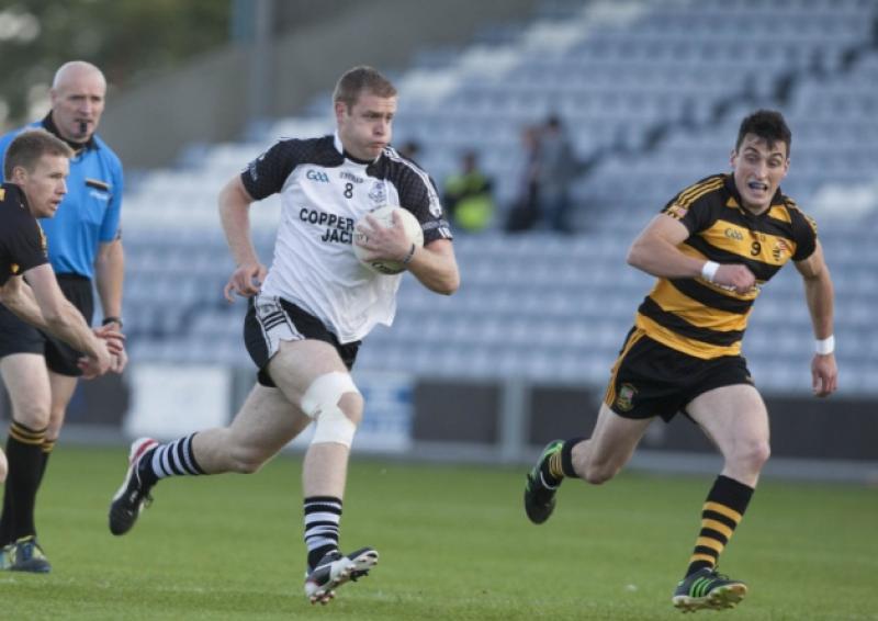 Donie Kingston in full flight for Arles Killeen against The Heath in the Laois Shopping Centre SFC at O'Moore Park.Picture: Alf Harvey/hrphoto.ie