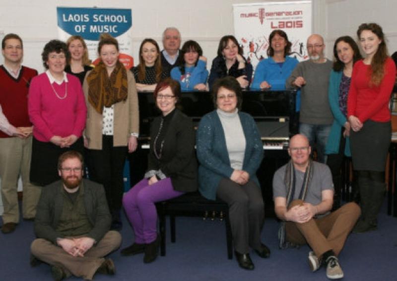 Participants in the Training Series for Music Tutors at Portlaoise College- which runs fron January to June 2014. The series is organised by Laois School of Music/ Music Generation Laois ,  in association with DIT Conseratory of Music and Drama with the support of Laois Partnership Company . Included in photo are : Anne Goodwin ( C.E.O. Laois Partnership Company ) , Rosa Flannery ( Co - ordinator , Music Generation Laois ) , Nuala Kelly ( Co- ordinator, Laois School of Music ) and Laoise O'Brien ( DIT Conservatory of Music and Drama .           Photo: Michael Scully .