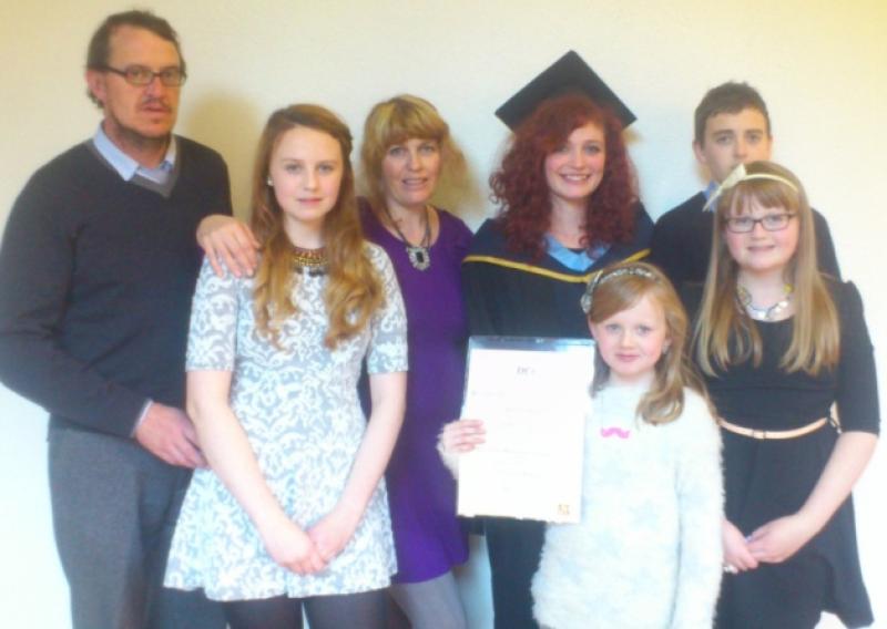 Rebecca Hogan from Raggetstown, Abbeyleix received her Bachelor of Education (International) Degree from St Patrick's College, Drumcondra on Friday November 22nd.Rebecca is pictured with her proud parents Dehon and Fiona Hogan, brotherJacob and sisters Maya, Polly and Charlotte