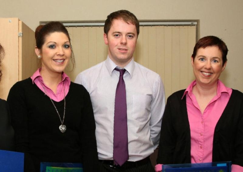 Michelle Shortall , Fiona Dunne , David Duffy and Julie Mc. Guckin ,  at Portarlington Credit Union A.G.M. in Portarlington Community Centre .              Photo: Michael Scully .