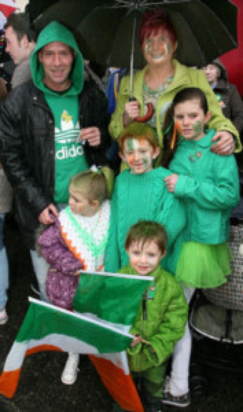 Daly and Dolan Family , at Portarlington St.Patrick's Day Parade .         Photo: Michael Scully .
