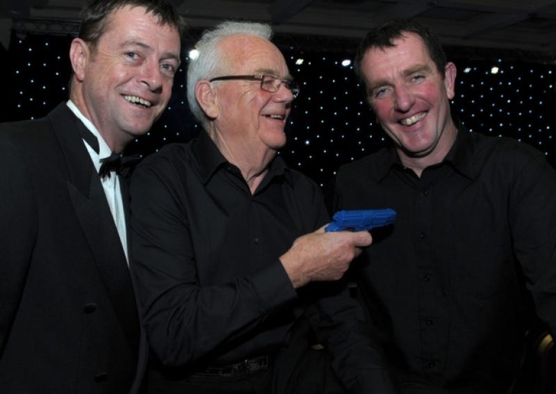 David Coughlan, Noel Ryan and Paul Browne all set for the Portlaoise Rugby Club's presentation of It's Strictly Dancing held in the Heritage Hotel, Portlaoise.                                                      Photo Kevin Byrne