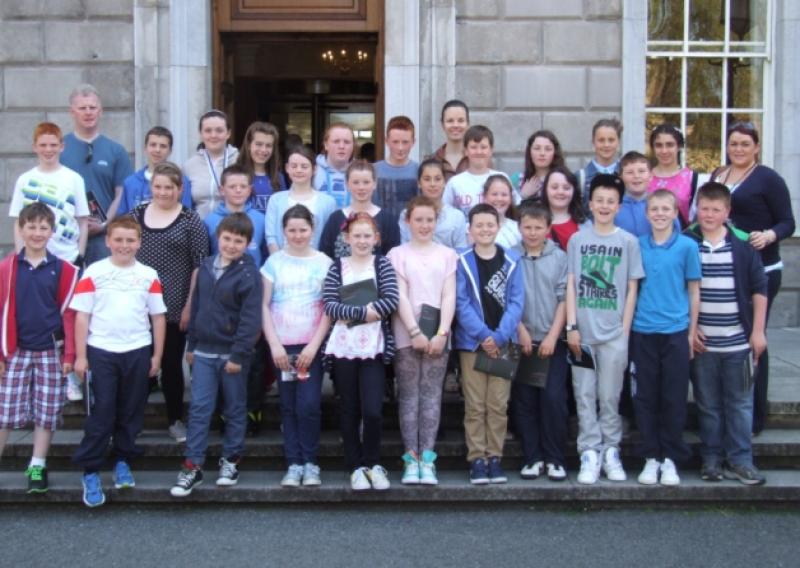 Pupils from The Rock NS on their recent visit to Leinster House
