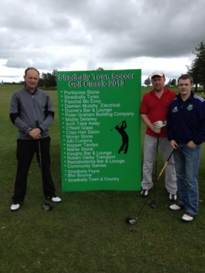 Martin Langton, John Langton and Matt Kelly at the Stradbally Town golf classic