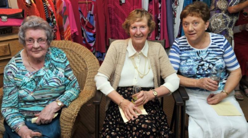 Celebrating Mary Miller's 10 years in buisness at her premises on Main Street, Portarlington were Mary Miller, Kathleen Byrne and Lucy Dooley.                   Photo Kevin Byrne