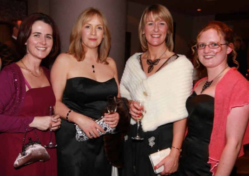 Fiona Donoghue, Yvonne Meagher, Niamh Kelly and Fiona O'Keeffe at the Killeshin Hotel for the Laois Chamber Ball.Picture: Alf Harvey.