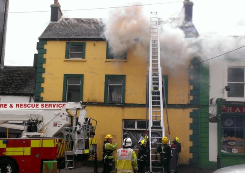 Firecrews tackle a blaze in the old County Hotel in Portlaoise during its years of dereliction.