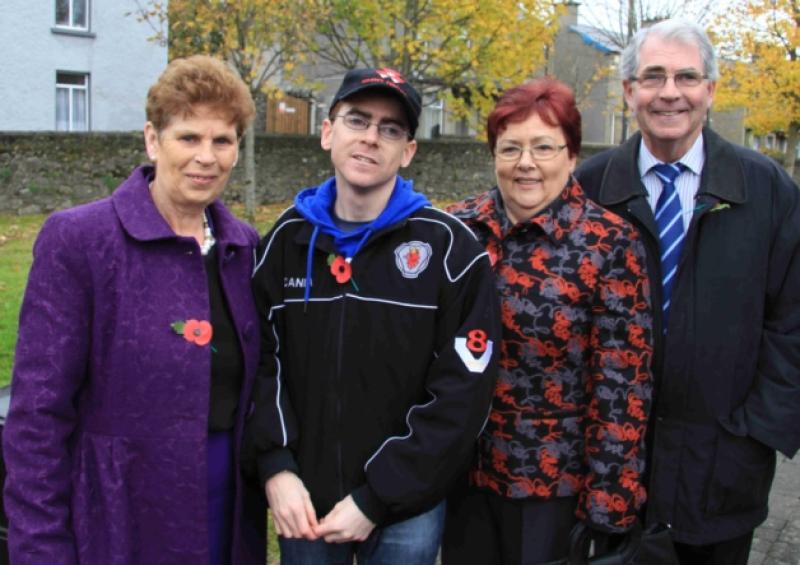 Attending the Annual Wreath Laying Ceremony at the War Memorial in The Memorial Park at Millview, Portlaoise on Sunday,Kathleen O'Brien, with Noel Jnr., Noreen and Noel O'Brien.  Photo: Tim Keane