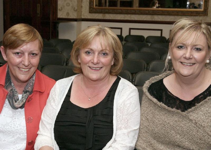Kathleen Buggy , Martina Guinan and Antoinette Whelan , at  the " Jigs and Reels " Fundraiser at the Heritage Hotel , Killenard , on Sunday night . Photo: Michael Scully .