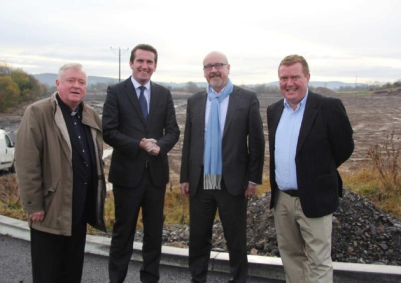 Minister Aodhan " R�ordain, Minister of State for New Communities,Culture and Equality visiting the site of the new primary schools at Summerhill Portlaoise on Monday, l/r Msgr. John Byrne PP , Portlaoise, Minister " R�ordain, Senator John Whelan and Fr. Paddy Byrne CC.
