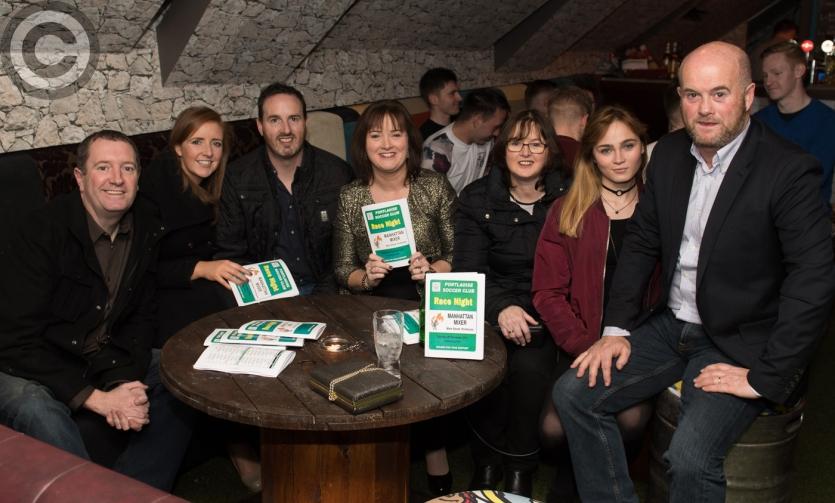Pictured at the Mahatten Mixer for their Race Night were Mark Carton, Rebecca Kirwan, Ger Dunne, Lorriane Carton, Maeve Callaghan, Ellie and Con Dunne