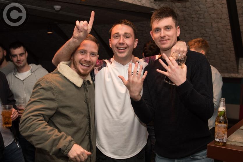 Paul Cahillane, Jody Dillon and Graham Brody discussing the recent history of the Laois Senior Football Championship. Photo Denis Byrne.